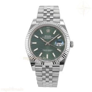 DateJust 41 126334 SCF 904L Steel Green Textured Stick Dial on Jubilee Bracelet A3235