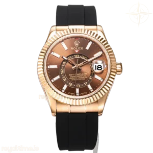 Sky-Dweller 336235 Chocolate Dial in Everose Gold on Rubber Strap