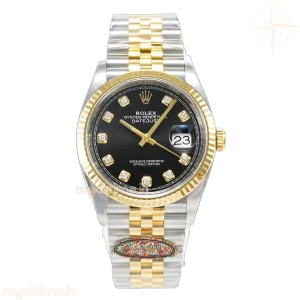 DateJust 36 126233 Clean 904L Steel Black Diamonds Dial on SS/YG Jubilee Bracelet VR3235