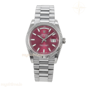 Day Date 36 SS QF 904L Steel Red Stick Dial on President Bracelet VR3255 V3
