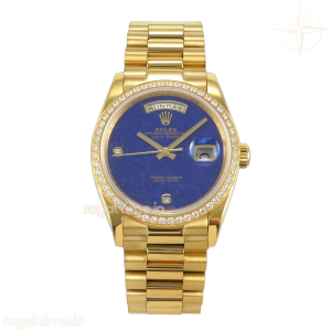 Day Date 36 YG RAF Blue Lapis Diamonds Dial Diamonds Bezel on YG Bracelet A2836