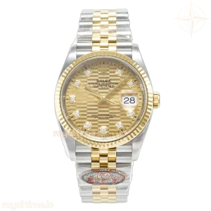 DateJust 36 126233 Clean 904L Steel YG Textured Diamonds Dial on SS/YG Jubilee Bracelet VR3235