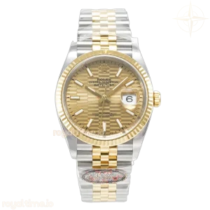 DateJust 36 126233 Clean 904L Steel YG Textured Stick Dial on SS/YG Jubilee Bracelet VR3235