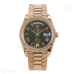 Day Date 40 RG CBDF Green Roman Dial on President Bracelet VR3255 (210g)