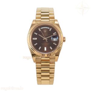 Day Date 40 RG EWEF Brown Dial Crystal Markers on President Bracelet A3255(158g)