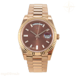 Day Date 40 RG RCF Brown Crystal Dial on President Bracelet VR3255