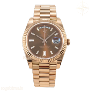 Day Date 40 RG TMF Brown Diamonds Dial on President Bracelet VR3255 (Weighted) 208g