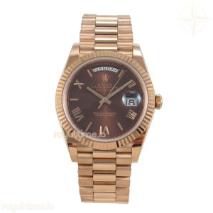 Day Date 40 RG TMF Brown Roman Dial on President Bracelet VR3255 (220g)