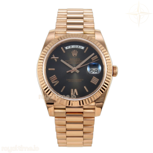 Day Date 40 RG TMF Gray Ombre Roman Dial on President Bracelet VR3255 (Weighted) 208g
