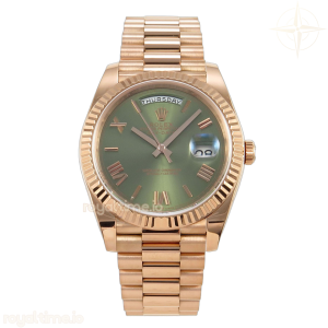 Day Date 40 RG TMF Green Roman Dial on President Bracelet VR3255 (Weighted) 208g