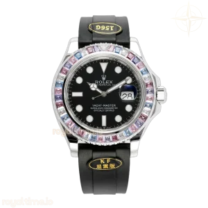 Yacht Master 40 126655 Black Dial with Rainbow Diamond Bezel