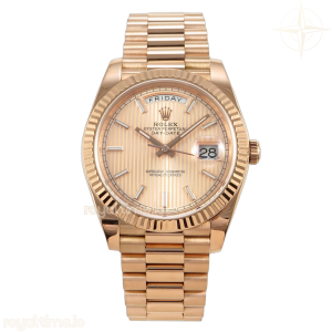 Day Date 40 RG TMF RG Textured Stick Dial on President Bracelet VR3255 (Weighted) 208g
