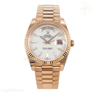 Day Date 40 RG TMF White MOP Diamonds Dial on President Bracelet VR3255 (Weighted) 208g