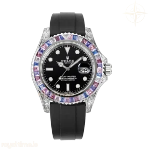 Yacht Master 40 Black Dial with Rainbow Diamond Bezel
