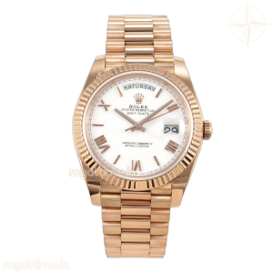 Day Date 40 RG TMF White Roman Dial on President Bracelet VR3255 (Weighted) 208g