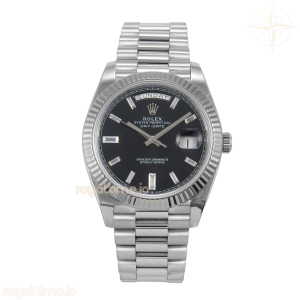 Day Date 40 SS 228239 QF Black Crystal Dial on President Bracelet A2836 V6 (200g)