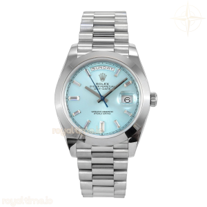 Day Date 40 SS 228239 QF Ice Blue Crystal Dial on President Bracelet A2836 V6 (200g)