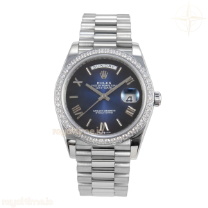 Day Date 40 SS CBDF Blue Ombre Roman Dial Diamonds Bezel on President Bracelet VR3255 (210g)