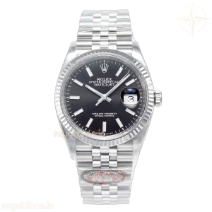 DateJust 36 126234 904L SS Clean Fluted Bezel Black Dial on Jubilee Bracelet VR3235