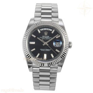 Day Date 40 SS TMF Black Crystal Dial on President Bracelet VR3255 (Weighted) 208g