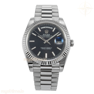 Day Date 40 SS TMF Black Stick Dial on President Bracelet VR3255 (Weighted) 208g