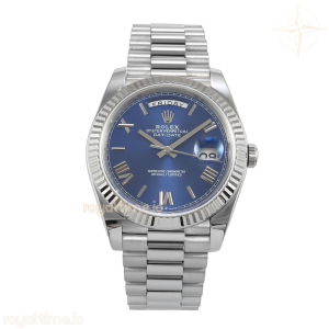 Day Date 40 SS TMF Blue Roman Dial on President Bracelet VR3255 (Weighted) 208g
