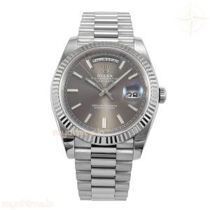 Day Date 40 SS TMF Gray Stick Dial on President Bracelet VR3255 (Weighted) 208g