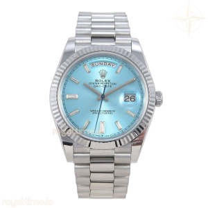 Day Date 40 SS TMF Ice Blue Crystal Dial on President Bracelet VR3255 (220g)