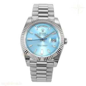 Day Date 40 SS TMF Ice Blue Crystal Dial on President Bracelet VR3255 (Weighted) 208g
