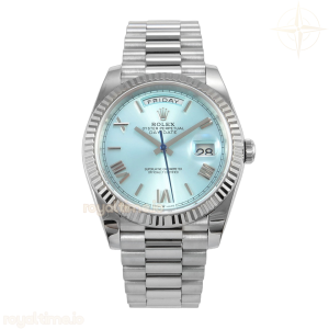 Day Date 40 SS TMF Ice Blue Roman Dial on President Bracelet VR3255 (Weighted) 208g