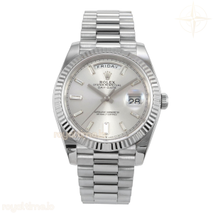 Day Date 40 SS TMF Silver Crystal Dial on President Bracelet VR3255 (Weighted) 208g