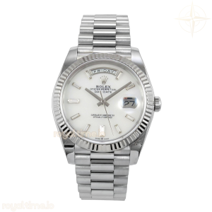 Day Date 40 SS TMF White MOP Crystal Dial on President Bracelet VR3255 (Weighted) 208g