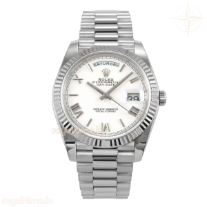 Day Date 40 SS TMF White Roman Dial on President Bracelet VR3255 (Weighted) 208g