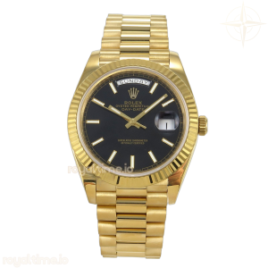 Day Date 40 YG 228238 QF Black Stick Dial on President Bracelet A2836 V6 (200g)