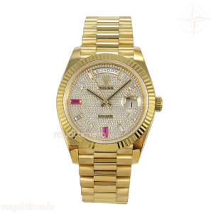 Day Date 40 YG 228238 QF Pave Diamond And Ruby Dial on President Bracelet A2836 V6 (200g)