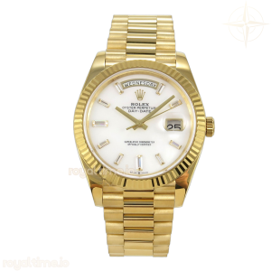 Day Date 40 YG 228238 QF White Crystal Dial on President Bracelet VR3255 V8 (190g)