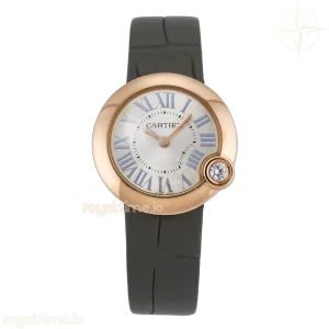 Cartier Ballon Blanc De Cartier 30mm RG DRF Silvered Texture Dial on Green Leather Strap Ronda Quartz