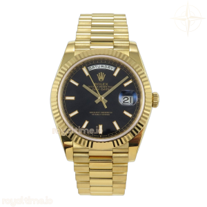 Day Date 40 YG 228238 RCF Black Stick Dial on President Bracelet VR3255 (211g)