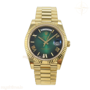 Day Date 40 YG 228238 RCF Green Ombre Roman Dial on President Bracelet VR3255 (210g)