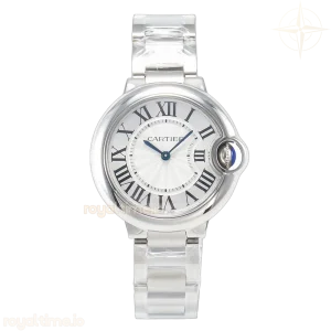 Cartier Ballon Bleu 33mm SS AF White Textured Dial on SS Bracelet Ronda Quartz