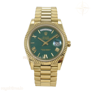 Day Date 40 YG CBDF Green Roman Dial on President Bracelet VR3255 (210g)