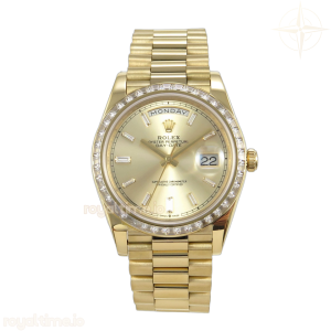 Day Date 40 YG CBDF YG Crystal Dial Diamonds Bezel on President Bracelet VR3255 (210g)