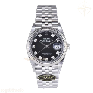 Datejust 36 126234 Bright Black Dial with Diamond Marker in Steel in Jubilee Bracelet