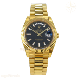 Day Date 40 YG EWEF Black Dial on President Bracelet A3255(158g)