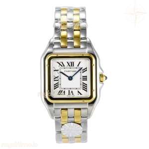 Cartier Panthère Secrete Ladies 27mm YG J12F White Dial Diamonds Bezel on YG Bracelet Ronda Quartz