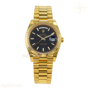 Day Date 40 YG EWEF Black Stick Dial on President Bracelet A3255(158g)