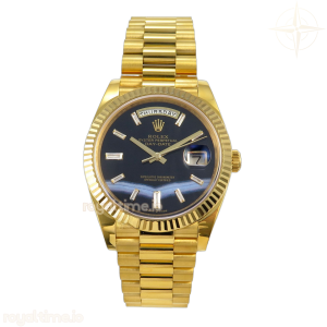 Day Date 40 YG EWEF Bright Black Dial on President Bracelet A3255(158g)