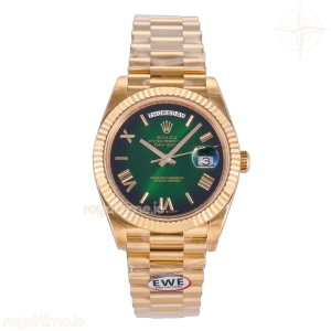 Day Date 40 YG EWEF Green Ombre Roman Dial on President Bracelet A3255 (Weighted) 187g