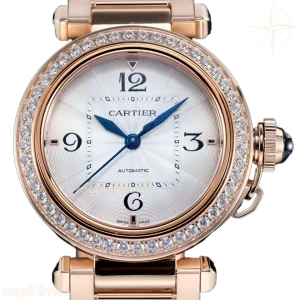 Cartier Pasha de Cartier White Dial 35mm With Diamond Bezel in Rose Gold