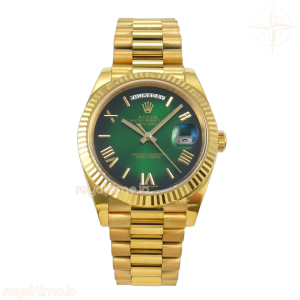 Day Date 40 YG EWEF Green Ombre Roman Dial on President Bracelet A3255(158g)